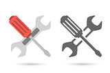 Repair icon. Wrench and screwdriver