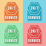 24/7 service, four colors web icons