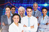 Composite image of business people looking at camera with arms crossed