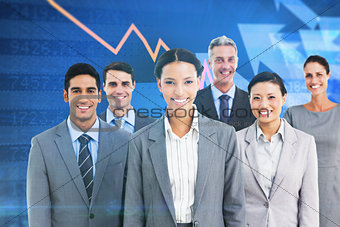 Composite image of young business people in office