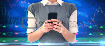 Composite image of businesswoman texting