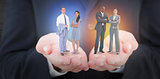 Composite image of businessman and a woman with their hands crossed