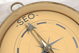 Composite image of compass pointing to seo
