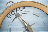 Composite image of compass pointing to goals