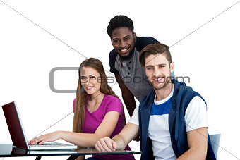 Creative team using laptop