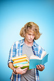 Composite image of student reading
