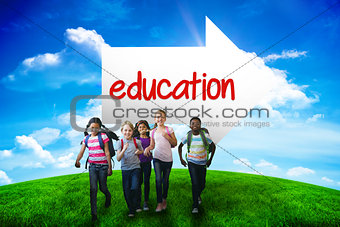 Education against green hill under blue sky