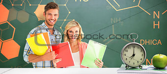 Composite image of happy students smiling at camera