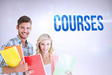 Courses against grey background