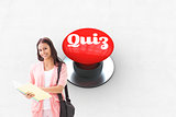 Quiz against digitally generated red push button