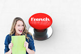 French against digitally generated red push button