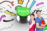 French against digitally generated green push button