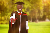 Composite image of man smilling at graduation