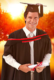 Composite image of man graduating from university