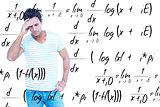 Composite image of concentrating man