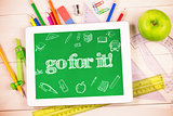 Go for it! against students desk with tablet pc
