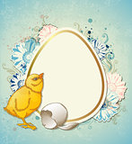 Easter background with chicken