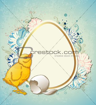 Easter background with chicken