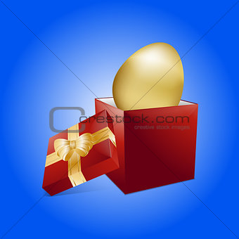 Easter golden egg and gift box