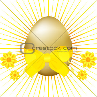 Golden Easter egg with ribbon and bow