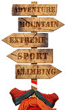 Climbing - Wooden Directional Sign