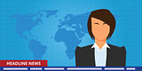 headline or breaking news woman tv reporter presenter