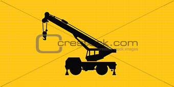 mobile crane site construction isolated silhouette