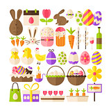 Big Flat Vector Collection of Happy Easter Objects