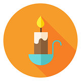 Candle Circle Icon with long Shadow