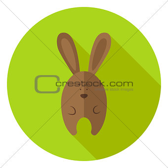 Easter Bunny Circle Icon with long Shadow