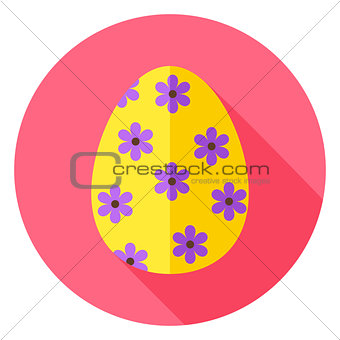 Easter Egg with Floral Decor Circle Icon