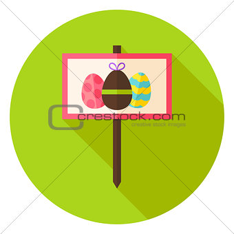 Garden Sign with Easter Eggs Circle Icon
