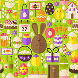 Happy Easter Holiday Vector Flat Green Seamless Pattern