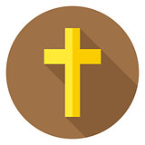 The Christian Cross Circle Icon with long Shadow