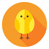 Yellow Chicken Circle Icon with long Shadow