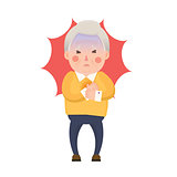 Old Man Heart Attack, Chest Pain Cartoon Character