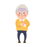 Old Man Chest Pain Cartoon Character