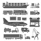 Cargo Transport and Packaging Icon Set