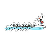 Leader teamwork business concept boat rowers