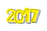 New Year 2017 yellow vector sign isolated on white background