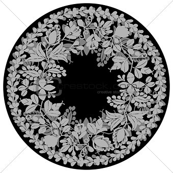 Laurel wreath dark vector frame isolated on white background