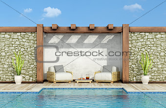 Relax in a garden with swimming pool