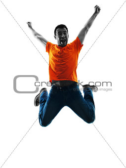 man jumping happy silhouette isolated