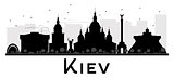 Kiev City skyline black and white silhouette.