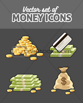 Set of vector icons with money