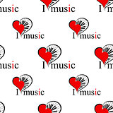seamless patter with music heart. vector