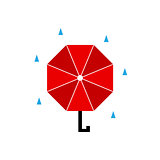 red umbrella. flat. vector