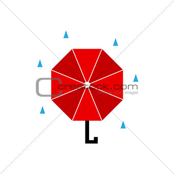 red umbrella. flat. vector