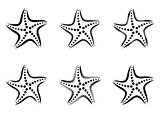 Black vector stylized starfish icons