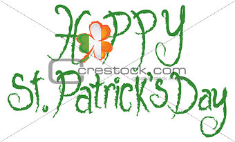 Happy St Patricks Day Shamrock Grunge Text